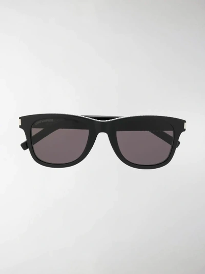 Shop Saint Laurent Stud Embellished Sunglasses In Black