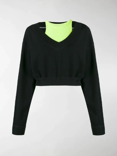 Shop Alexander Wang T Bi-layer V-neck Sweatshirt In Black