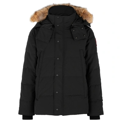 Shop Canada Goose Wyndham Fur-trimmed Arctic-tech Jacket In Black
