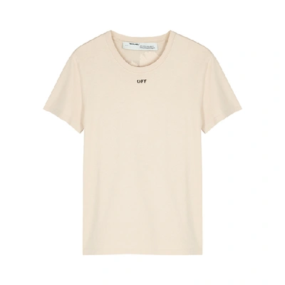 Shop Off-white Printed Blush Cotton T-shirt