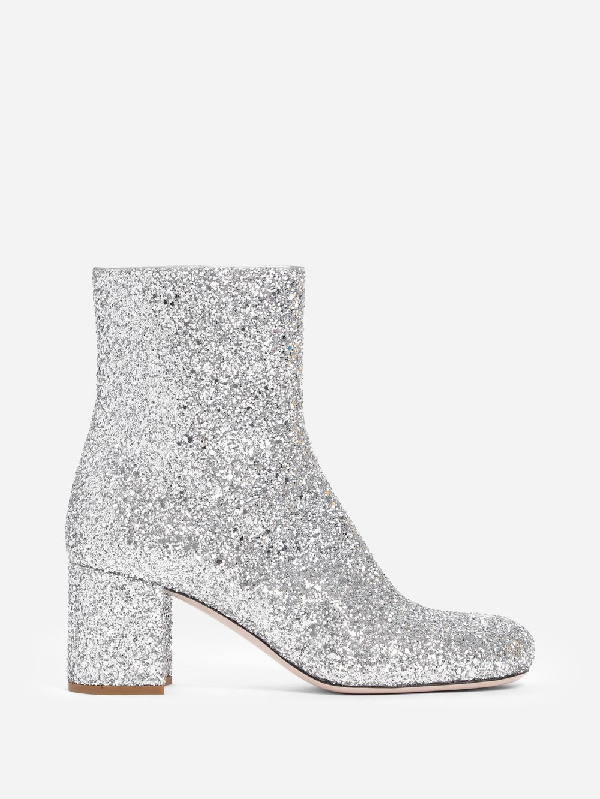 silver glitter boot