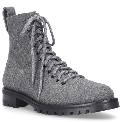 Shop Jimmy Choo Ankle Boots Cruz Flat Flanell Braiding In Grey