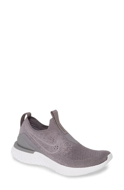 Shop Nike Epic Phantom React Flyknit Running Shoe In Gun Smoke/ Gun Smoke/ White