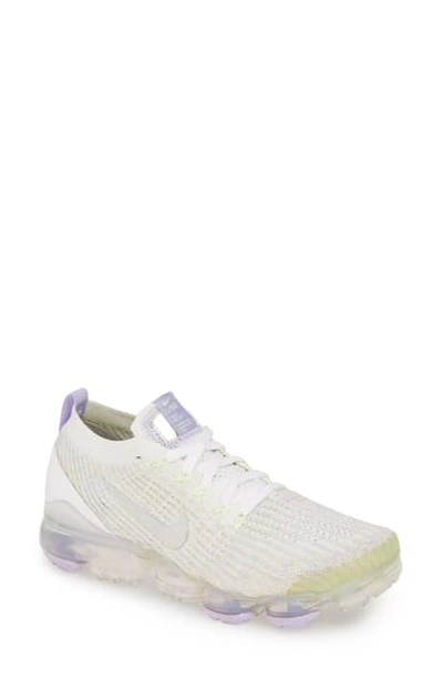 Shop Nike Air Vapormax Flyknit 3 Sneaker In True White/ Volt/ Purple