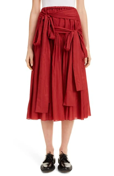 Shop Sara Lanzi Faux Wrap Midi Skirt In Red