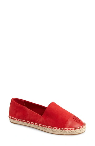 Shop Tory Burch Colorblock Espadrille Flat In Ruby Red/ Ruby Red