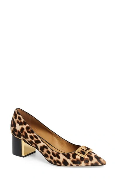 Shop Tory Burch Gigi Block Heel Pump In Leopard Brown