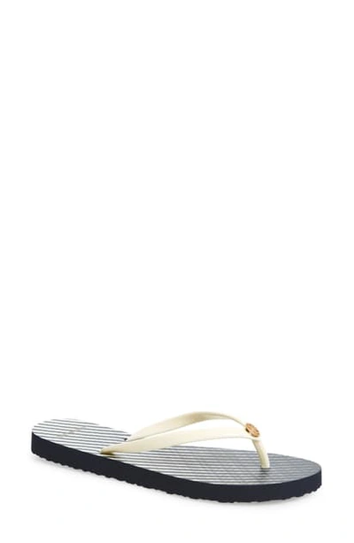 Shop Tory Burch Thin Flip Flop In Onda Blue / Ivory