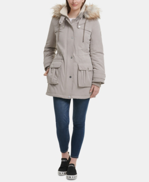 dkny anorak with faux fur trim