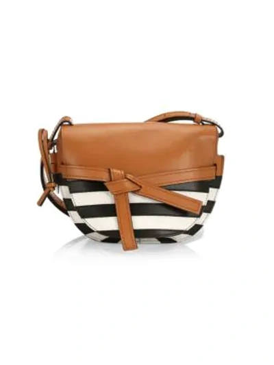 Shop Loewe Small Gate Marine Leather Saddle Bag In Black White