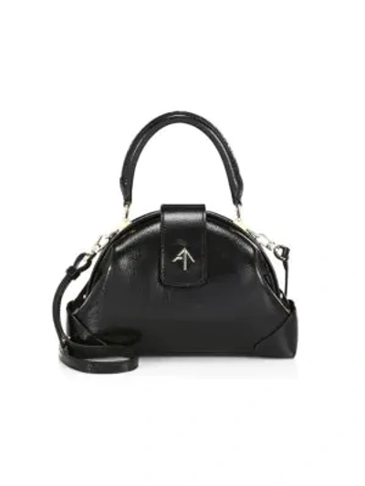 Shop Manu Atelier Women's Demi Leather Dome Top Handle Bag In Black