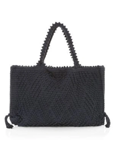 Shop Antonello Tedde Medium Capriccioli Zigzag Knit Tote In Black