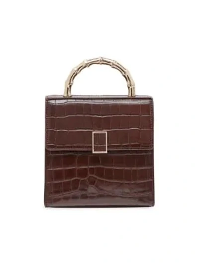 Shop Loeffler Randall Mini Tani Croc-embossed Leather Box Bag In Dark Brown