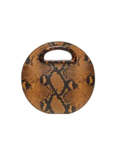 Shop Loeffler Randall Indy Circle Snakeskin-embossed Leather Crossbody Bag In Amber