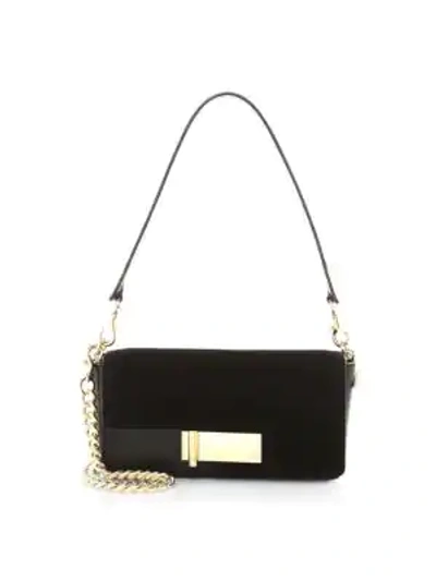 Shop Stuart Weitzman Gracie Suede & Leather Shoulder Bag In Black