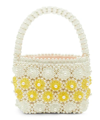Shop Shrimps Shelly Faux Pearl Floral Beaded Handbag In Cream