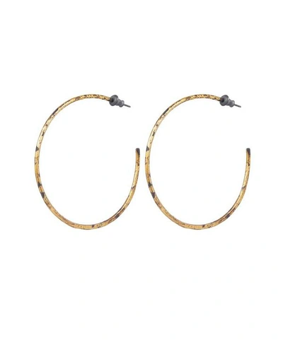 Shop Acanthus Oxidised Silver Large Sickle Hoop Earrings In Gold