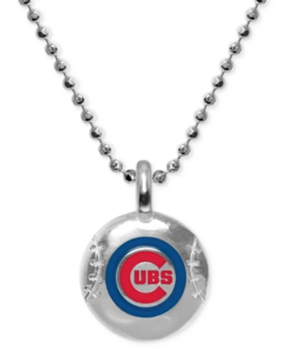 Shop Alex Woo Chicago Cubs 16" Pendant Necklace In Sterling Silver