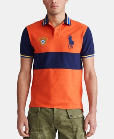Polo Ralph Lauren Men's Custom Slim Fit Big Pony Mesh Polo Shirt In College  Orange Multi | ModeSens