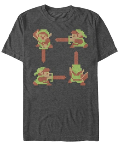 Shop Nintendo Men's Legend Of Zelda 8-bit Link Short Sleeve T-shirt In Charcoal H