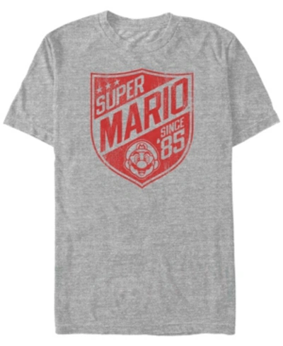 Shop Nintendo Men's Super Mario Since '85 Shield Logo Short Sleeve T-shirt In Athletic H