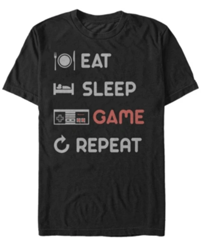Shop Nintendo Men's Nes Eat Sleep Game Repeat Short Sleeve T-shirt In Black