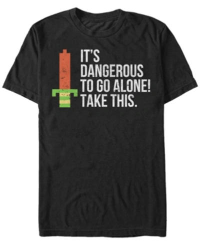 Shop Nintendo Men's Legend Of Zelda It's Dangerous Take This Pixelated Sword Short Sleeve T-shirt In Black