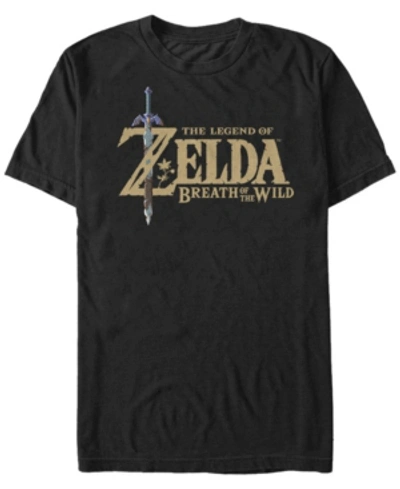 Shop Nintendo Men's Legend Of Zelda Breath Of The Wind Logo Short Sleeve T-shirt In Black