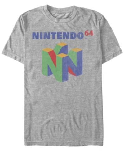 Shop Nintendo Men's 64 Console Logo Short Sleeve T-shirt In Athletic H