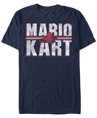 Shop Nintendo Men's Mario Kart Shadowed Logo Short Sleeve T-shirt In Navy