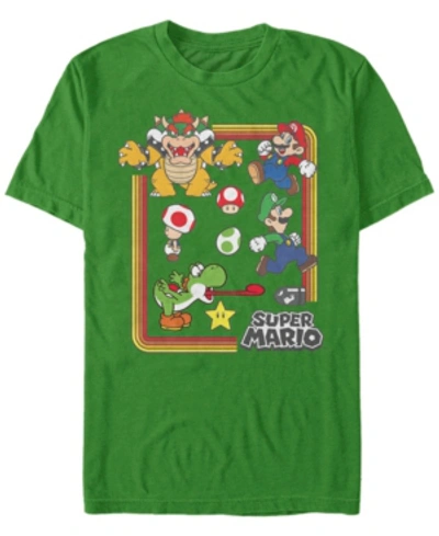 Shop Nintendo Men's Super Mario Retro Group Playing Short Sleeve T-shirt In Kelly