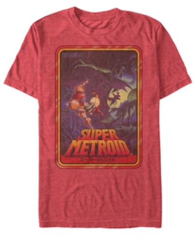 Shop Nintendo Men's Metroid Playing Card Short Sleeve T-shirt In Red Heathe