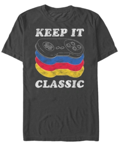 Shop Nintendo Men's Snes Keep It Classic Controller Short Sleeve T-shirt In Charcoal