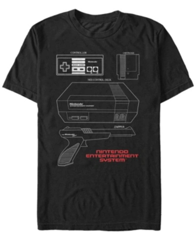 Shop Nintendo Men's Nes Console Accessories Short Sleeve T-shirt In Black