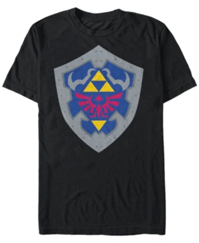Shop Nintendo Men's The Legend Of Zelda Simple Shield Short Sleeve T-shirt In Black