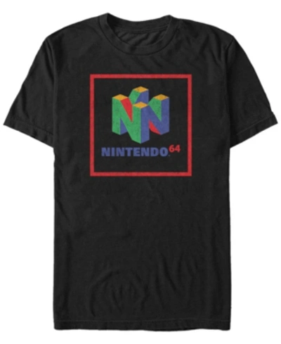Shop Nintendo Men's 64 Cube Classic Logo Short Sleeve T-shirt In Black