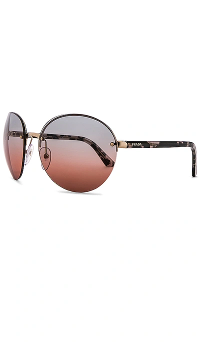 Shop Prada Essentials Heritage Round In Pale Gold & Havana Gradient