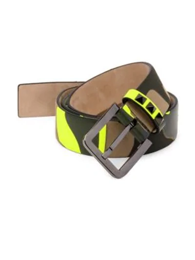 Shop Valentino Garavani Camouflage Rockstud Belt In Lime Army