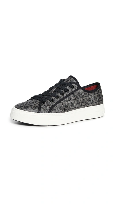 Shop Ferragamo Anson Gancio Print Sneakers In Black/grey