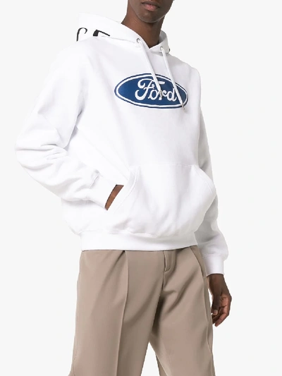 Shop Versace X Ford Logo Print Hoodie In White