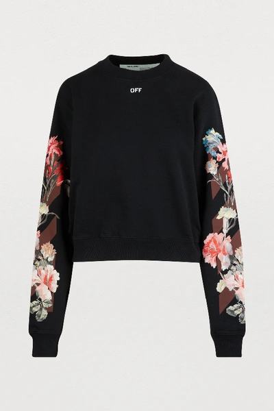 Shop Off-white Flowers Sweatshirt In Black/bordeaux