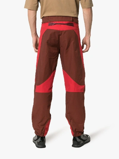Shop Boramy Viguier Contrasting Panels Wide Leg Trousers In Red