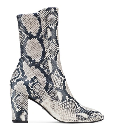 Shop Stuart Weitzman Livia 80 In Black And White Python Printed Leather