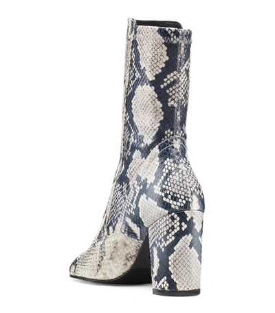 Shop Stuart Weitzman Livia 80 In Black And White Python Printed Leather