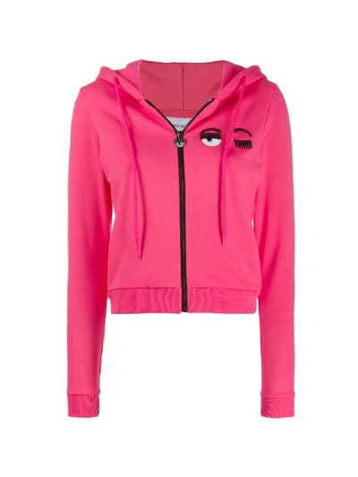 Shop Chiara Ferragni Cropped Sweatshirt Jacket In Pink