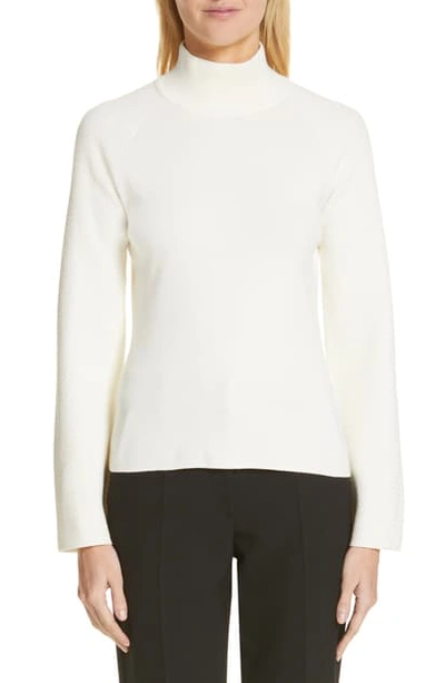 Shop Emporio Armani Mock Neck Tuck Stitch Sweater In Ivory