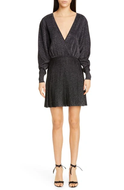 Shop Cushnie Metallic Long Sleeve Blouson Minidress In Black