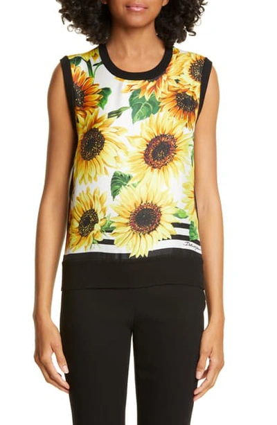 Shop Dolce & Gabbana Sunflower Print Sweater Tank