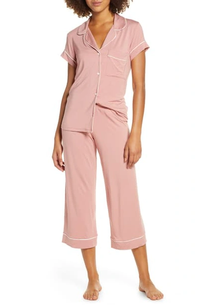 Shop Eberjey Gisele Crop Pajamas In Ash Rose/ Ivory