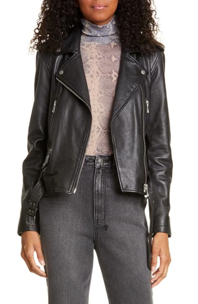 Shop Ksubi Bad Company Leather Biker Jacket In Black